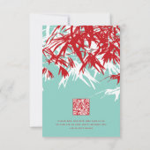 RSVP Rood en Turquoise Bamboo laat Chinees huwelij (Achterkant)