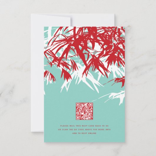 RSVP Rood en Turquoise Bamboo laat Chinees huwelij (Achterkant)