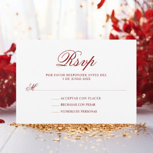 RSVP Rood Roze Spaans Quinceañera Quince Kaartje