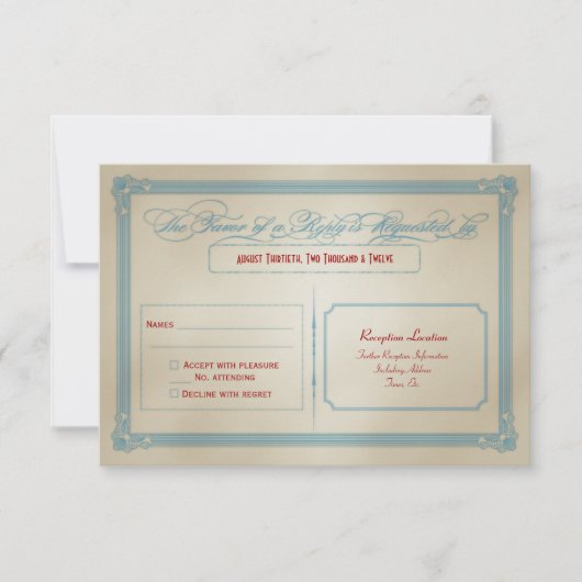 RSVP Rood White & Blue DIY Wedding RSVP (Voorkant)