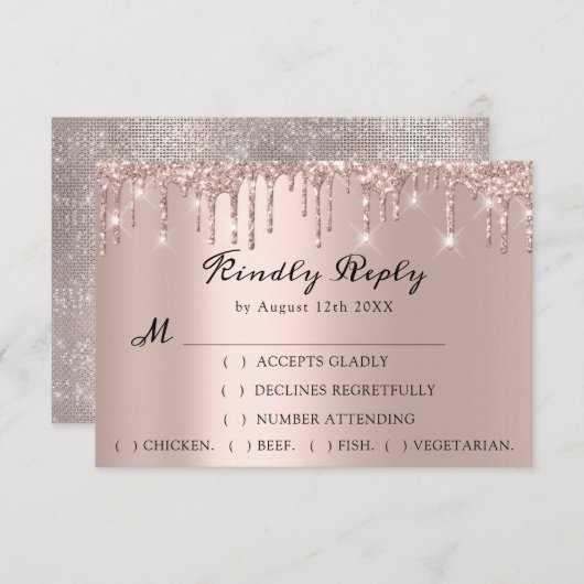 RSVP Roos Wedding Glitter Vrijgezellenfeest Drift (Voorkant / Achterkant)