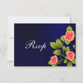 RSVP Rose bleu foncé et corail Mariage (Dos)