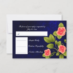 RSVP Rose bleu foncé et corail Mariage