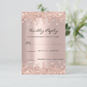 RSVP Rose Blush Drips Glitter Mariage Anniversaire (Debout devant)