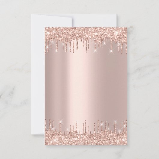 RSVP Rose Blush Drips Glitter Mariage Anniversaire (Dos)