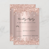 RSVP Rose Blush Drips Glitter Mariage Anniversaire (Devant / Derrière)