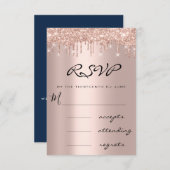 RSVP Rose de la Marine Bleue Drily Mariage (Devant / Derrière)