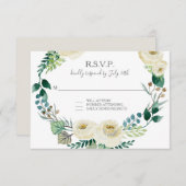RSVP Rose d'ivoire Floral BOHO Feuille d'aquarelle (Devant / Derrière)