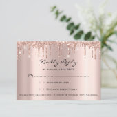 RSVP Rose Drips Glitter Mariage Fête de mariage (Debout devant)