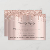 RSVP Rose Drips Glitter Mariage Fête de mariage (Devant / Derrière)
