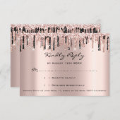 RSVP Rose Drips Glitter Mariage Fête de mariage (Devant / Derrière)
