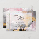 RSVP Rose en ébène et marbre Abstrait en or (Devant / Derrière)