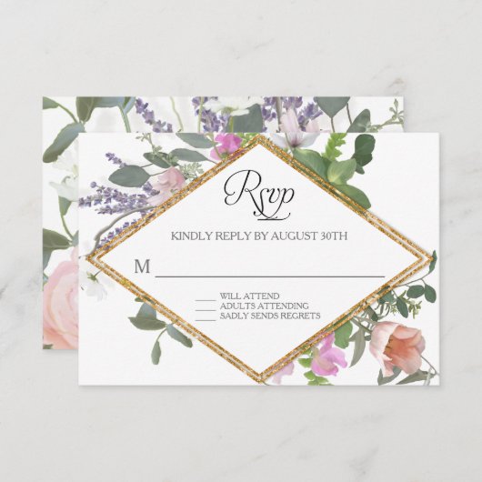 RSVP Rose Gold Faux Parties scintillant Fleur sauv (Devant / Derrière)