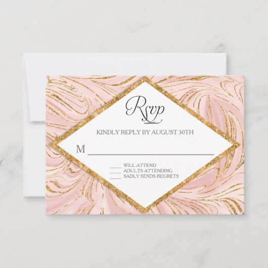 RSVP Rose Gold Faux Parties scintillant Marbre Blu (Devant)