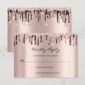 RSVP Rose Gouttes de Glitter Réception de Mariage (Devant / Derrière)