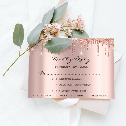 RSVP Rose Weddin Glitter Fête de Remise de Cadeaux