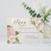RSVP Roses Pink Hydrangea dentelle en bois Floral (Debout devant)