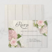 RSVP Roses Pink Hydrangea dentelle en bois Floral (Devant / Derrière)