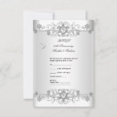 RSVP rouge Cœurs en diamant d'argent blanc (Dos)