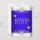RSVP Royal bleu Mariage White Diamond Hearts (Devant)