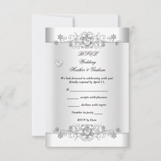 RSVP Royal bleu Mariage White Diamond Hearts (Dos)