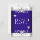 RSVP Royal bleu Mariage White Diamond Hearts 2 (Devant)