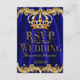 RSVP Royal Blue Navy Wedding Gold Crown