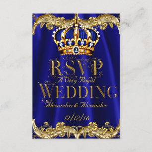 RSVP Royal Blue Navy Wedding Gold Crown