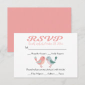 RSVP Roze & Blauwe Lovebirds Wedding Party (Voorkant / Achterkant)