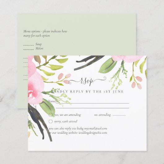 RSVP Roze Blush Olive Weddenschap (Voorkant / Achterkant)
