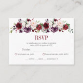 RSVP Roze en Rode Bloemen Quinceañera Informatiekaartje (Voorkant)
