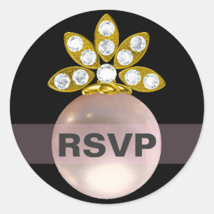 RSVP Roze parels Ronde Sticker