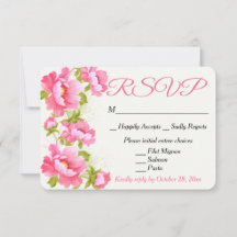 RSVP Roze Pioen Waterverf Bloem Bruiloft