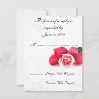 RSVP roze rozen trouwkaarten Kaartje