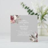 *~* RSVP Rozen Burgandy Floral AR15 + WEDDING Kaart (Staand voorkant)