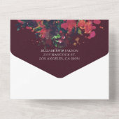 RSVP RSVP Rode Waterverf Flowers String Lights Wed All In One Uitnodiging (Achterkant)