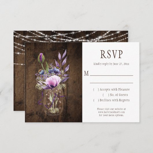 RSVP Russe String éclat Violet Mason Jars RSVP (Devant / Derrière)