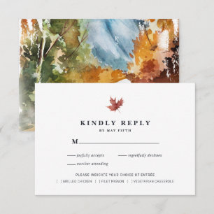 RSVP Rustic Autumn Wedding   WATERVERF HERFST Informatiekaartje