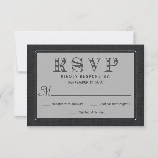 RSVP Rustic Black Burlap Wedding Reply Kaartje (Voorkant)