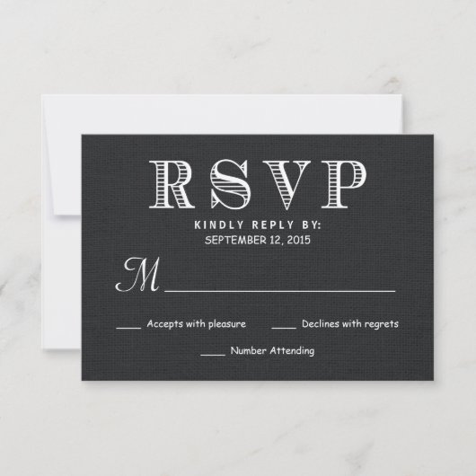 RSVP Rustic Burlap Wedding Reply - Black Kaartje (Voorkant)