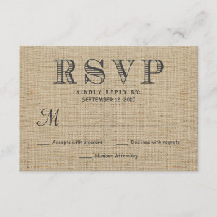 RSVP Rustic Country Burlap Wedding Reply Cards