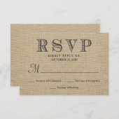 RSVP Rustic Country Burlap Wedding Reply Cards (Voorkant / Achterkant)