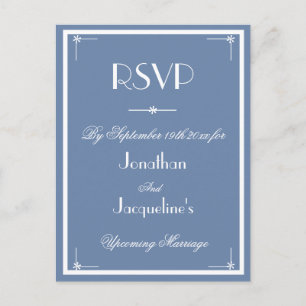 RSVP Rustic Dusty Blue Wedding Meal Choice RSVP Uitnodiging Briefkaart