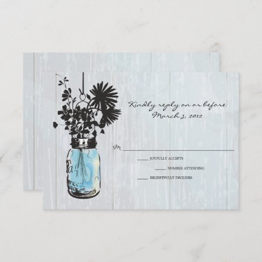 RSVP Rustic Hanging Mason Jar Mariage (Devant / Derrière)