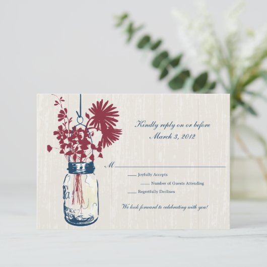 RSVP Rustic Hanging Mason Jar Mariage (Debout devant)