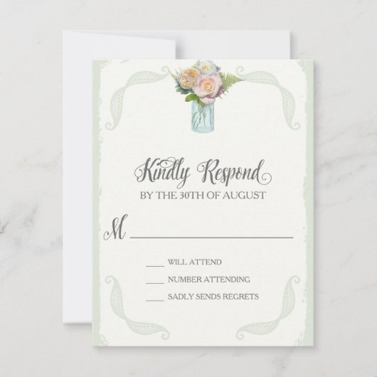 RSVP Rustic Mason Jar Typographie de script Rose (Devant)