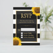 RSVP Rustic Sunflower Black White Striped Kaartje (Staand voorkant)