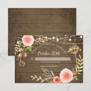 RSVP Rustic Wood Elegant gebilderde botanische flo Kaart