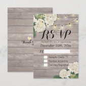 RSVP Rustic Wood Hydrangea String Lights Kaartje (Voorkant / Achterkant)