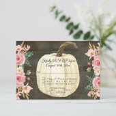 RSVP Rustiek Roze Bloem Wit Pompoen Houten Kaart (Staand voorkant)